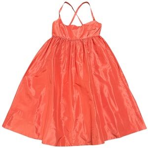 J. Crew NWT Y2K coral 100% silk taffeta baby doll dress with criss cross straps